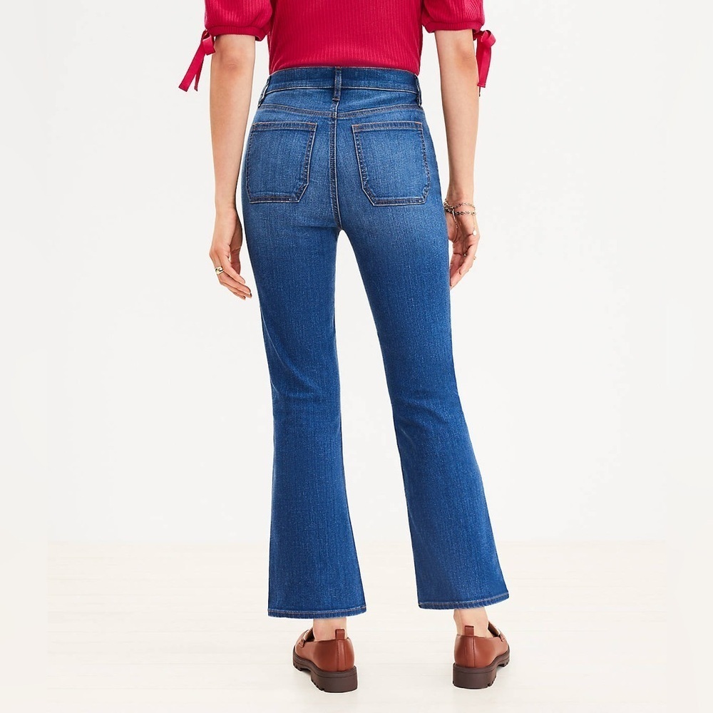 Loft Patch Pocket High Rise Kick Crop Jeans in Dark Wash Size 26 - Picture 3 of 8